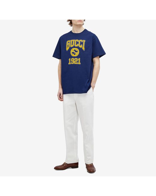 Gucci Blue Logo-print Crewneck Cotton-jersey T-shirt X for men