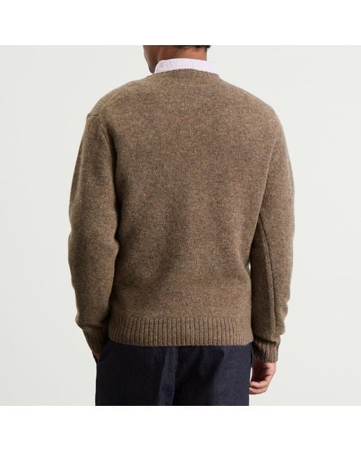 Beams Plus Brown Intarsia Duck Jumper for men