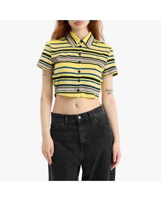 adidas Towel Button-Up Tee in Yellow | Lyst Australia