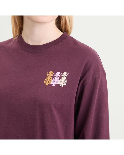Damson Madder Purple Paper Cut Gals Long Sleeve T-Shirt