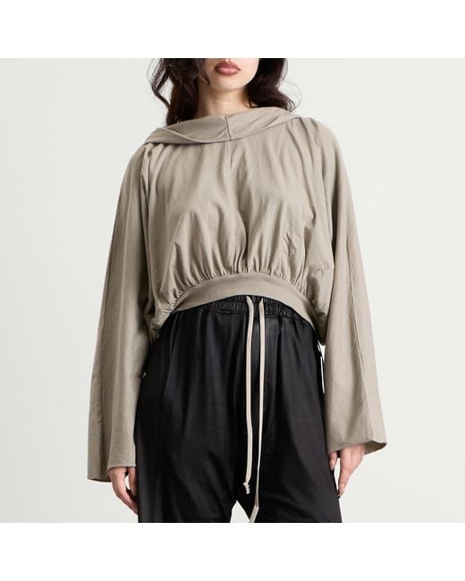 Rick Owens Brown Cropped Hood Top