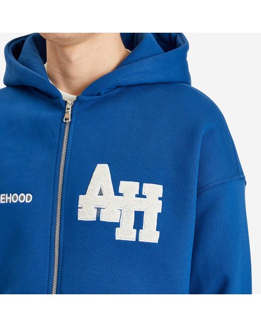 Annie Hood Blue College Zip Hoodie for men