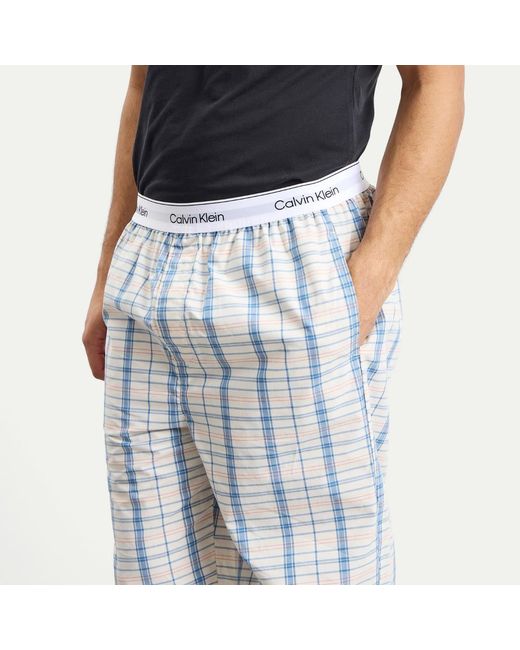 Calvin Klein Blue Cotton Poplin Sleep Pant for men