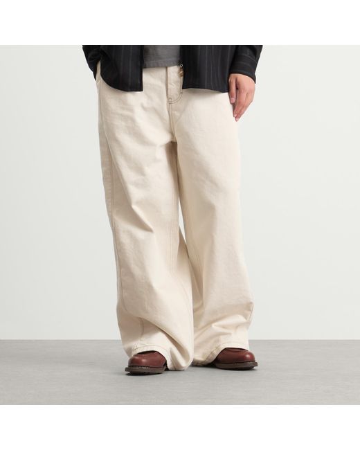 AMI Natural Off- Cotton Twill Wide Fit Trousers for men