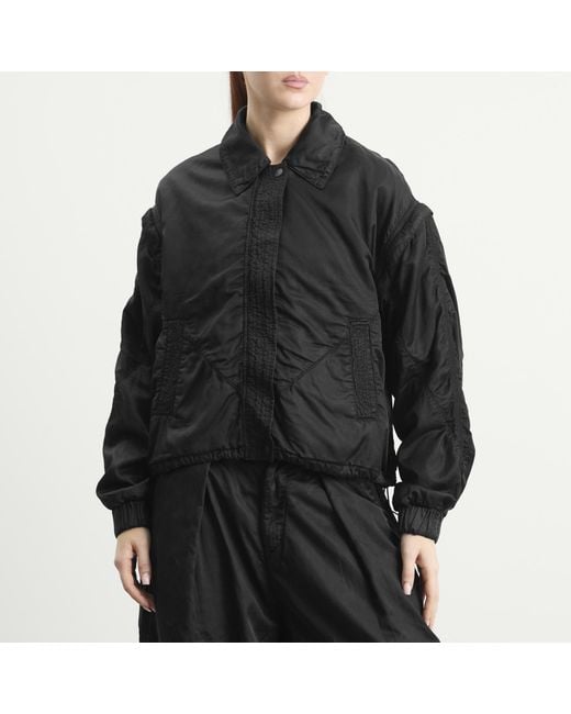 YMC Black Heath Bomber Satin Jacket