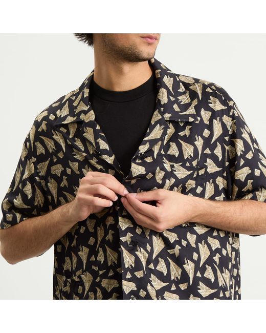 Bode Black Paper Hat Short Sleeve Shirt for men