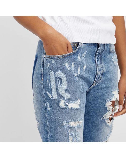 Rabanne Blue Ripped Baggy Jeans