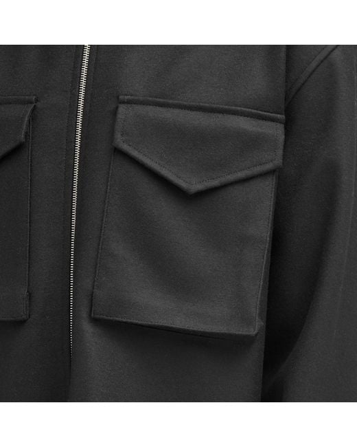Jil Sander Black Melton Wool Zip Overshirt for men