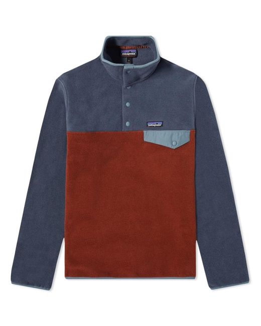 Patagonia Blue Lightweight Synchilla Snap T Fleece Pullover Fox Red for men