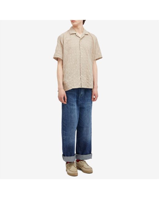 Gitman Brothers Vintage Natural Japanese Ripple Jacquard Camp Shirt for men
