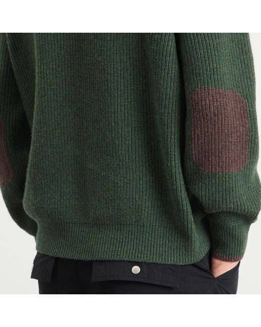 FRIZMWORKS Green Patch Round Knit Jumper for men