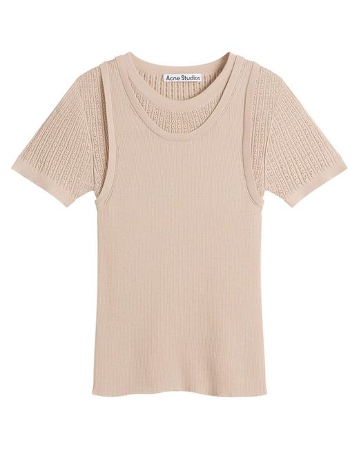 Acne Natural Kred Thin Ribs Layered T-Shirt