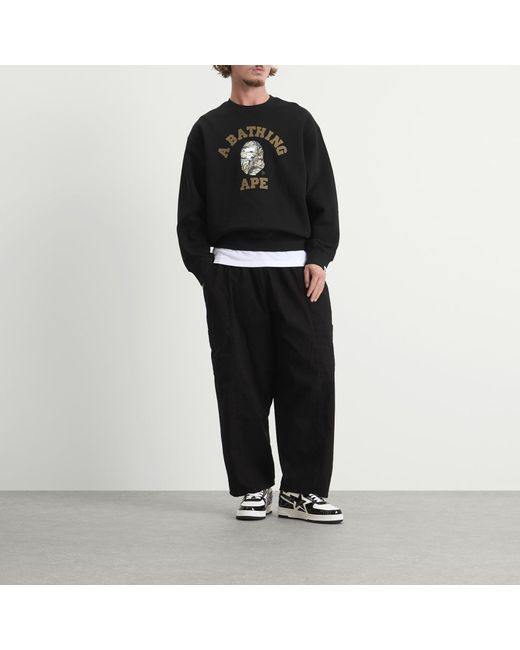 A Bathing Ape Black Tree Edge Camo College Sweatshirt for men