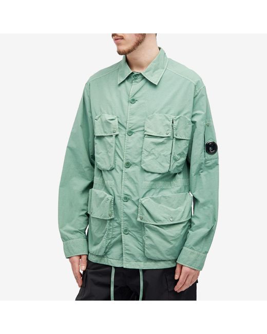 C P Company Green Flatt Nylon Utility Overshirt for men