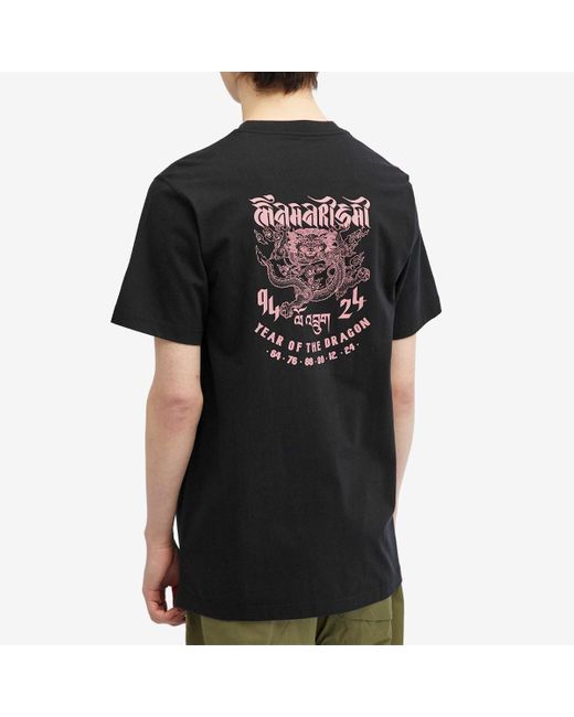Maharishi Black Tashi Mannox Abundance Dragon T-Shirt for men