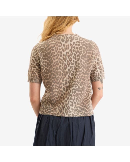 Ganni Brown Graphic Wool Mix Printed T-Shirt