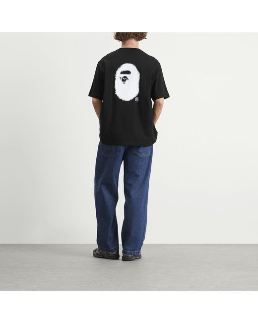 A Bathing Ape Black Hand Drawn Bape Logo T-Shirt for men
