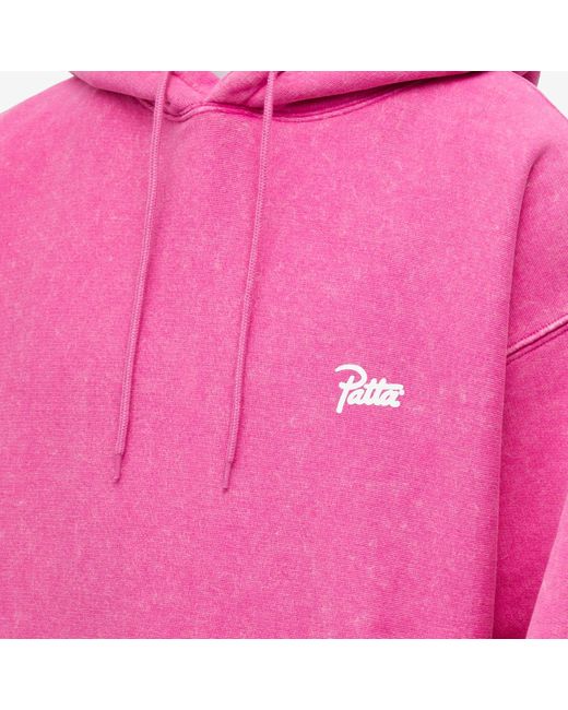 PATTA Pink Basic Washed Hoodie Fuchsia for men