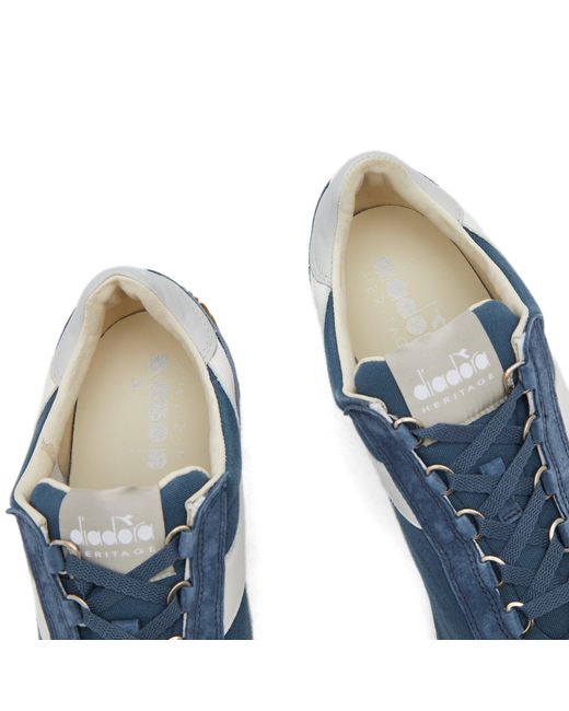 Diadora Blue Equipe H Canvas Stone Wash Sneakers for men