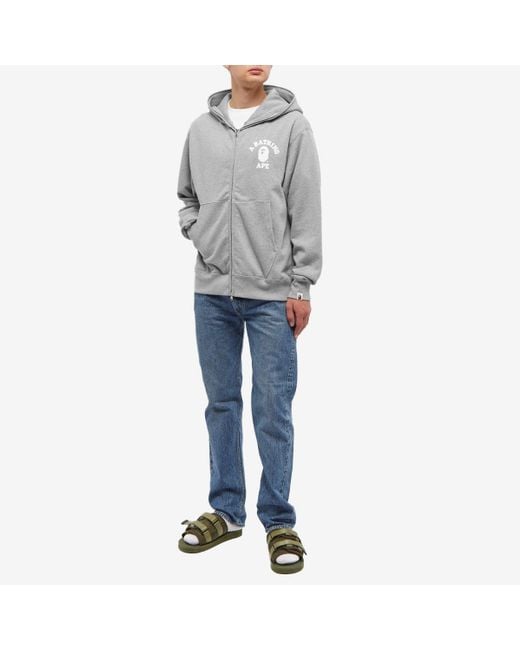 A Bathing Ape Gray College Relaxed Fit Full Zip Hoody for men