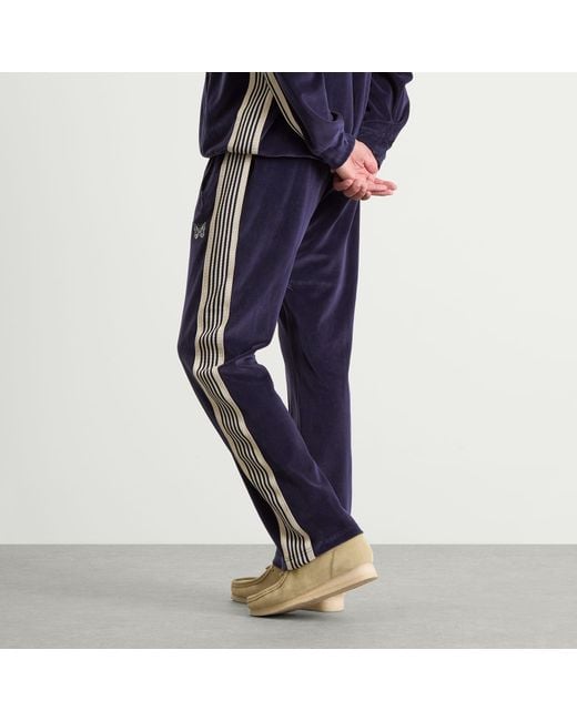 Needles Blue Velour Narrow Track Pants for men