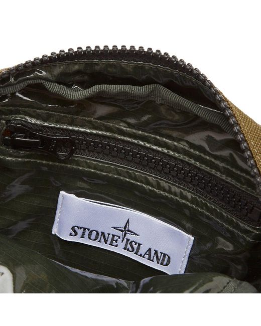 Stone Island Green Resin Treated Cordura Cross Body Bag for men