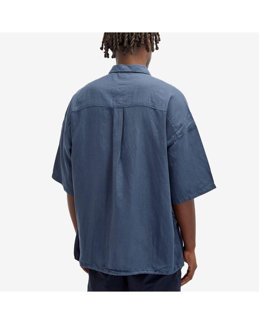 Nanamica Blue Open Collar Cupra Hemp Shirt for men
