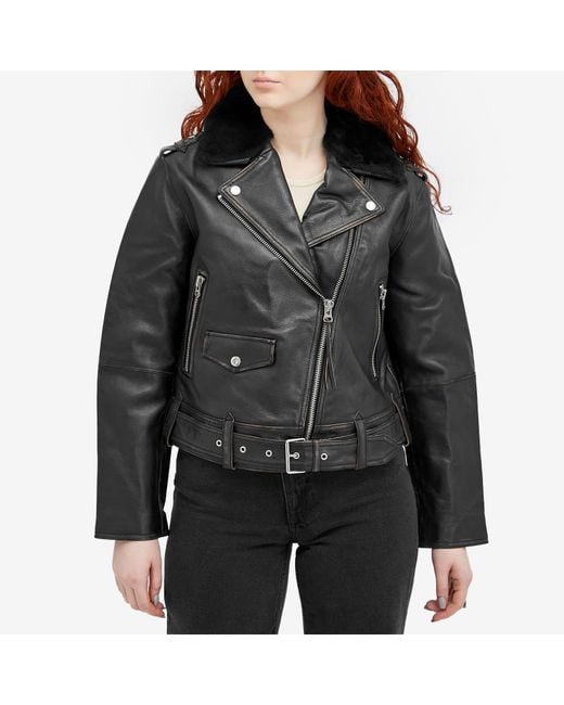Nudie Jeans Black Greta Biker Leather Jacket