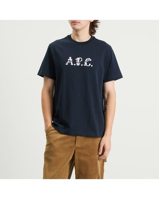 A.P.C. Blue Hugo Graphic Logo T-Shirt for men