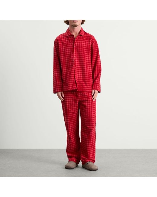 Calvin Klein Red Flannel Pyjama Set for men