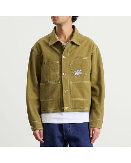 STORY mfg. Green Story Mfg Station Canvas Wonky-Wear Jacket for men