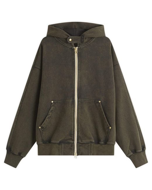 FRIZMWORKS Green Vintage Dye Hooded Zip Parka for men