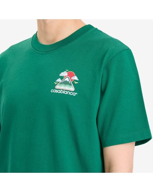 Casablanca Green Montagne Ondulée Screen Printed T-Shirt for men
