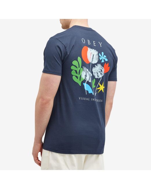 Obey Blue Flowers Papers Scissors T-Shirt for men