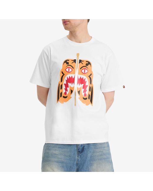A Bathing Ape White Colors Tiger Tee for men