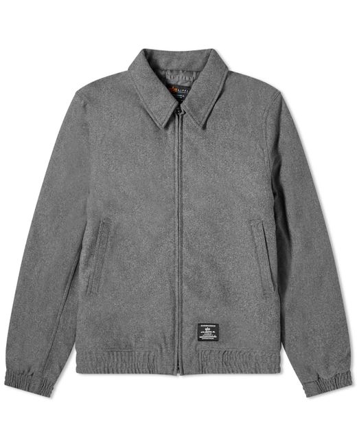 Alpha Industries Gray Wool Harrington Flight Jacket for men