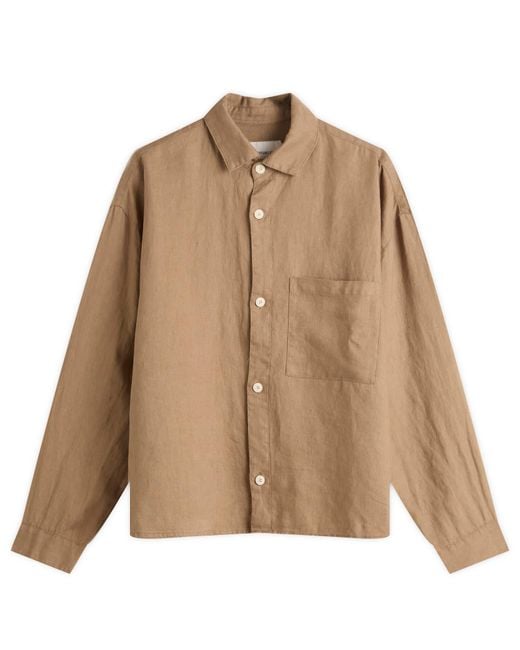 MKI Miyuki-Zoku Brown Linen Box Dress Shirt for men