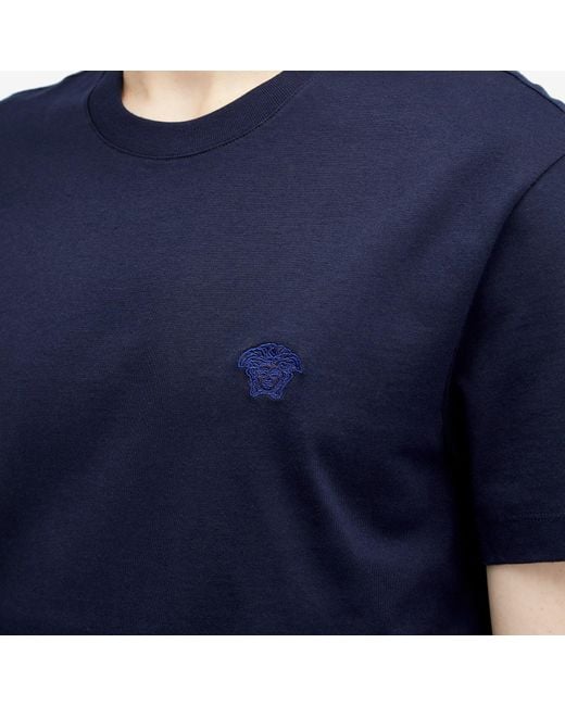 Versace Blue Embroidered Medusa T-Shirt for men