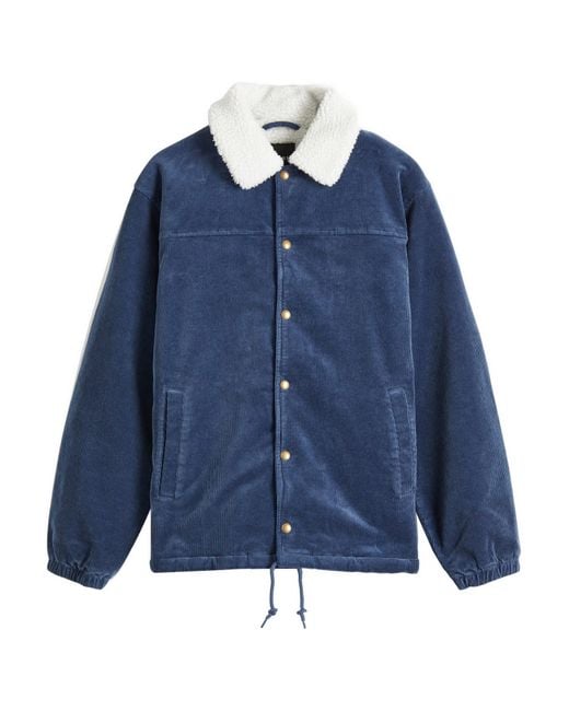 Beams Plus Blue Corduroy Boa Jacket for men