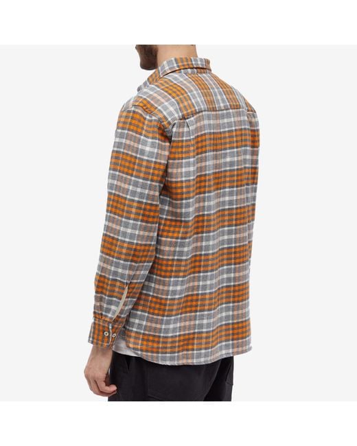 Universal Works Brown Brushed Flannel Square Pocket Shirt for men