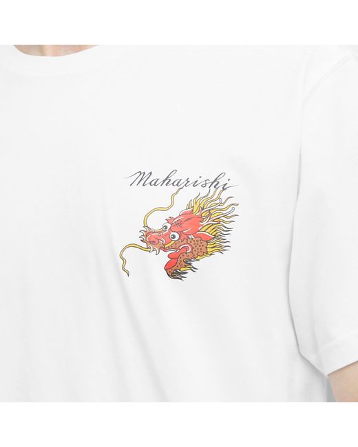 Maharishi White Dragon Map T-Shirt for men