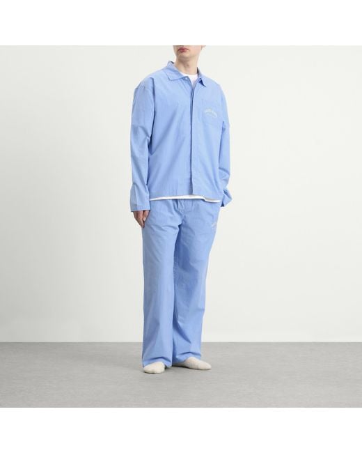 Calvin Klein Blue Heritage Crest Cotton Poplin Pyjama Set for men