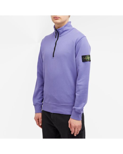 Stone Island Purple Garment Dyed Half Zip Sweat for men