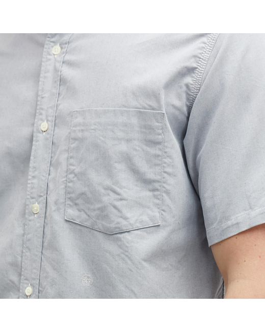 Nanamica Blue Short Sleeve Button Down Wind Shirt for men