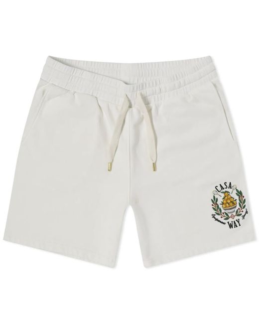 Casablancabrand White Casa Way Embroidered Sweat Shorts for men