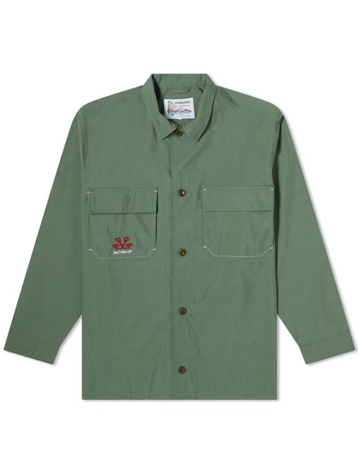 Garbstore Green Tiger Open Collar Shirt for men
