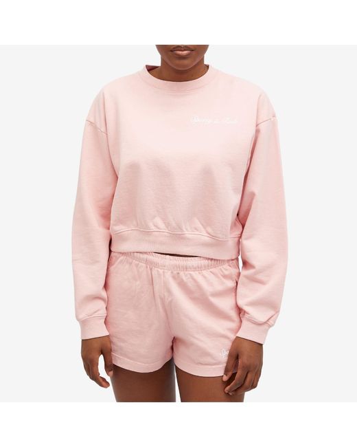 Sporty & Rich Pink Syracuse Cropped Crew Sweat