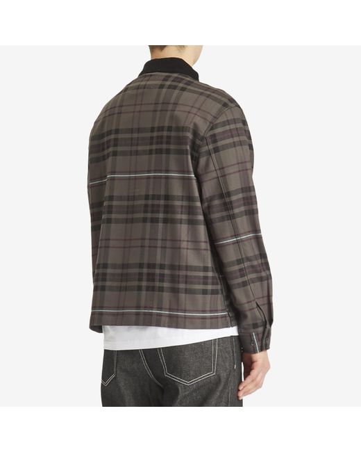 AWAKE NY Gray Plaid Flannel Zip Overshirt for men