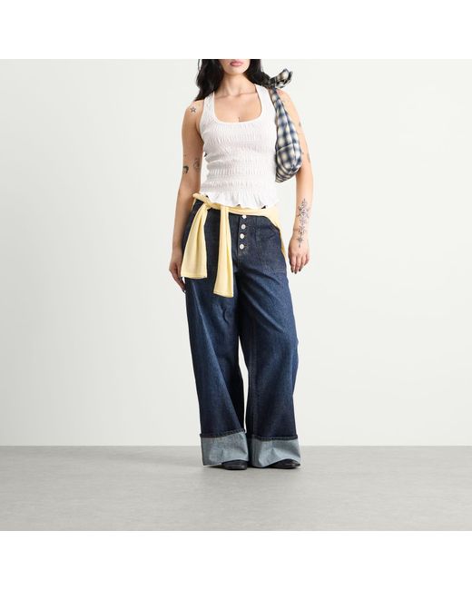 Damson Madder Blue Gigi Baggy Wide Turn Jeans