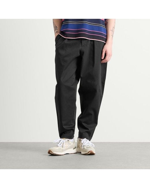 Universal Works Black Twill Pleated Track Pant for men
